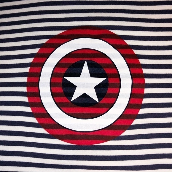 Hanna Andersson Marvel Blue and White Stripe Captain America T-shirt Size 12 - Picture 4 of 6